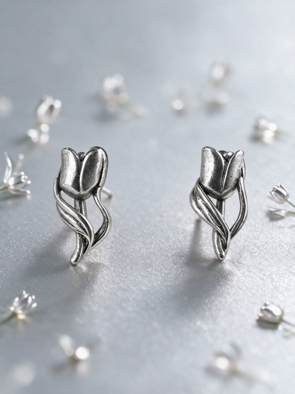 Sterling Silver Tulip Stud Earrings – Holland